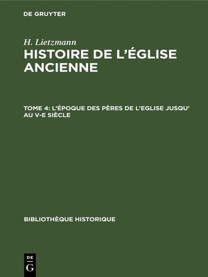 cover image of L'époque des pères de l'Eglise jusqu' au V-e siècle